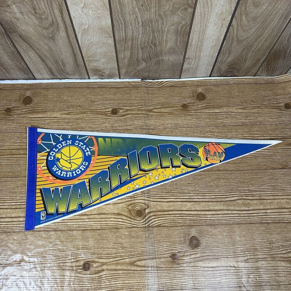 Vintage NBA‎ Golden State Warriors Basketball Pennant WINCRAFT 1990's 30x12”